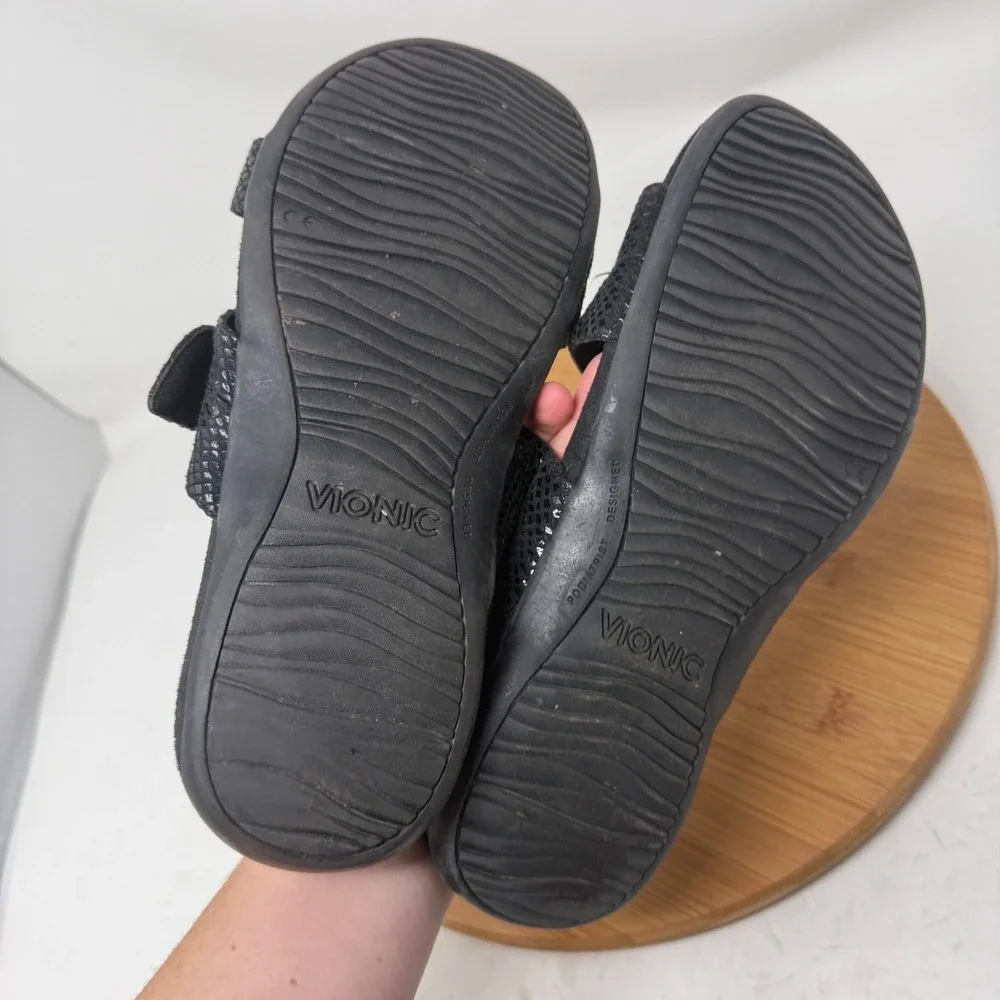Vionic Skylar Sandals Black Snakeskin Leather Comfort Slide Womens 9 Wide
